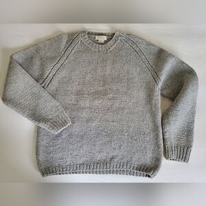 Vintage 90's J.Crew Thick Handknit Gray Wool Crewneck Sweater Men's Size L